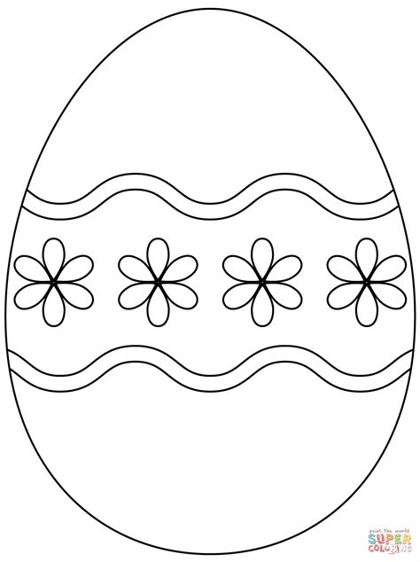 easter egg  simple flower pattern coloring page  printable