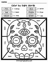 Sight Word Coloring Pages Dead Worksheets Halloween Kids Color Sign Contact sketch template