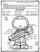 Grade Rounding Color Math Differences Estimate 3rd Numbers Worksheets Third Printables Go Number Estimating Code Coloring Printable Resources Answers Kids sketch template