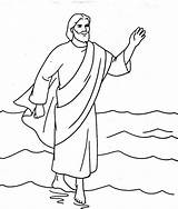 Jesus Coloring Water Walks Kids Walking Pages Drawing Peter Easy Printable Clipart Walk Sunday Crafts Simple Color Christ Draw Bible sketch template