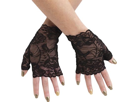 sexy fingerless lace gloves black stretch womens 1980 s 80 s costume