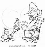 Mother Goose Cartoon Goslings Reading Outline Clip Illustration Rf Royalty Toonaday Poster Print Clipartof sketch template
