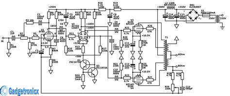 professional  fi  tube amplifier circuit gadgetronicx