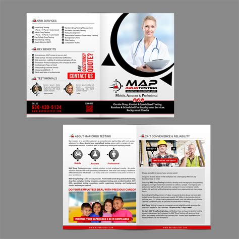 bold playful medical brochure design  map drug testing  chandrayaancreative design