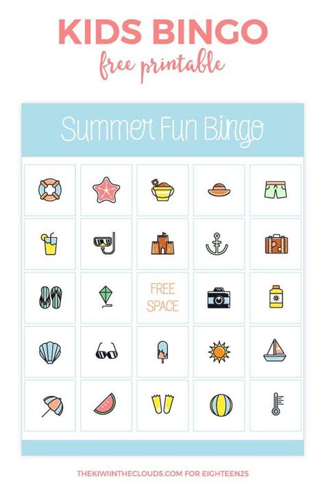printable summer fun bingo  kids bingo  kids summer bingo
