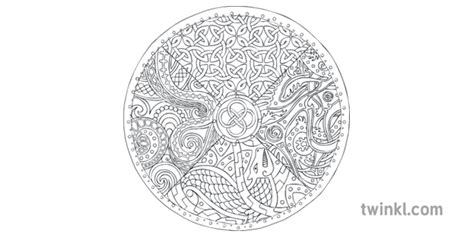 viking shield mindfulness colouring sheet norse history ks illustration