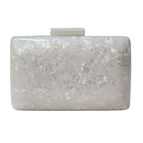 pearlescent acrylic bag white evening clutch bag women fashion chain shoulder bags small square