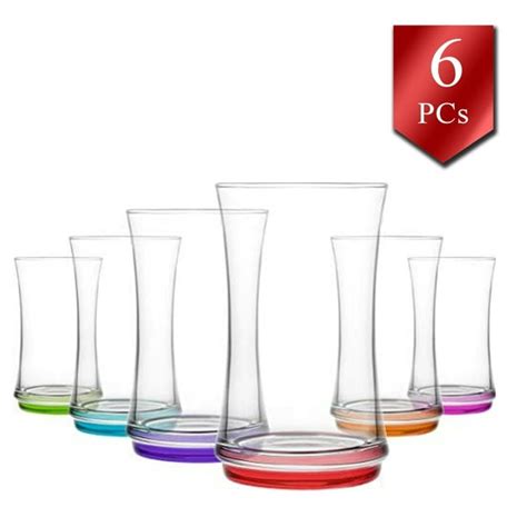 Lav Drinking Glasses Set Of 6 Long Colorful Glass Tumbler Durable