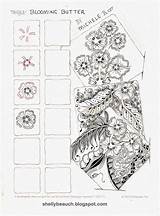 Zentangle Tangles Blooming Muster Tangle Shellybeauch Michele Beauch Shelly sketch template