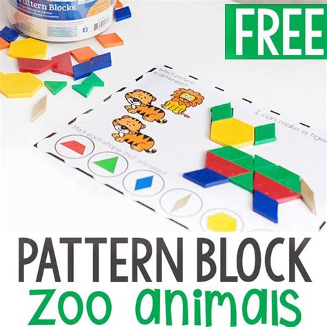 printable zoo animal pattern block activity  preschool pattern