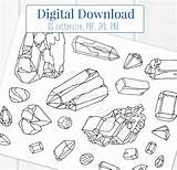 Crystals Gemstones sketch template