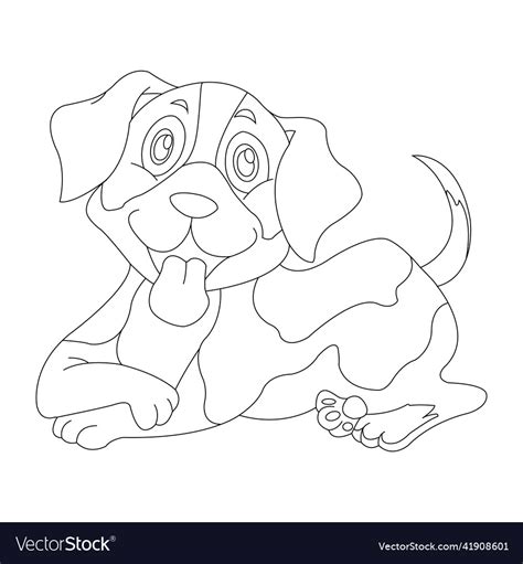 cute puppy dog outline coloring page animal vector image