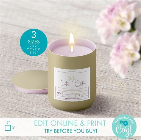 editable candle label template   sizes front etsy candle