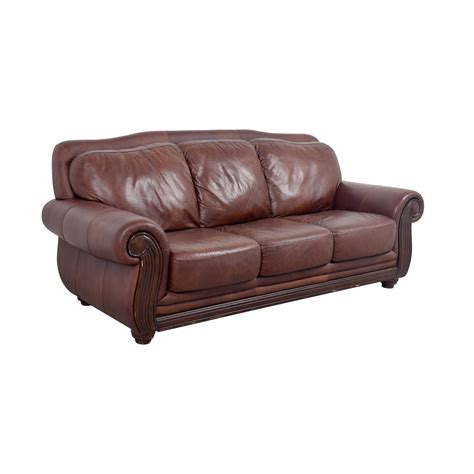 rooms   rooms   brown  cushion leather couch