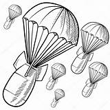 Explosion Bombs Nuke Parachutes Atomic Gravity Vektorskizze Cloud Skizze Ufo Kernkraft Wendet sketch template