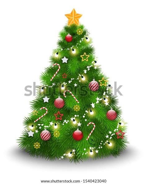 pine tree decorated christmas holiday vector stock vector royalty