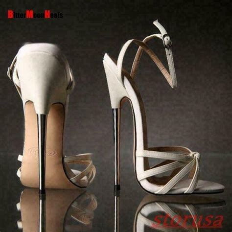 Womens Peep Toe 18cm Super High Heel Shoes Ankle Strap Nightclub