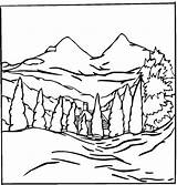 Coloring Pages Landscape Scenery Winter Templates Adults Landscapes Nature Print Foreground Colouring Painting Background Coloring4free Drawing Kids Printable Detailed Mountain sketch template