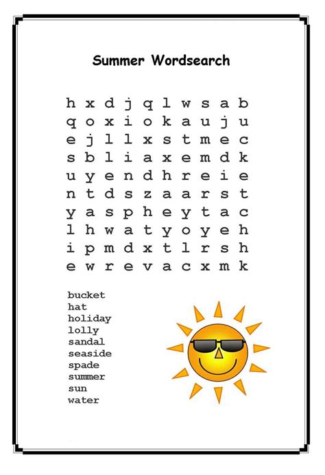 summer word search  printable