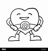 Drawing Cartoon Heart Star Crescent Belt Hand Smiling Getdrawings Superhero Alamy Smile sketch template
