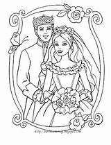 Princess Prince Coloring Married Disney Pages Wedding sketch template