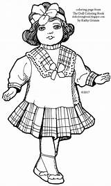 Doll Coloring Plaid Skirt Color Composition Bows Collar Wide Description sketch template