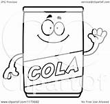 Mascot Waving Cola Coloring Clipart Cartoon Outlined Vector Cory Thoman Royalty sketch template