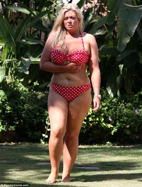 back to boot camp gemma collins flaunts her curves in a polka dot bikini as she endures another