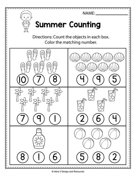 counting worksheets summer math worksheets  activities