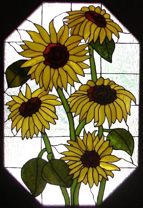 Sunflower Window Glass Painting Patterns Stained Glass Flowers