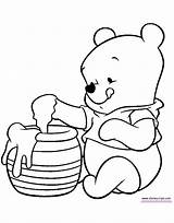 Pooh Baby Coloring Pages Honey Eating Disneyclips sketch template