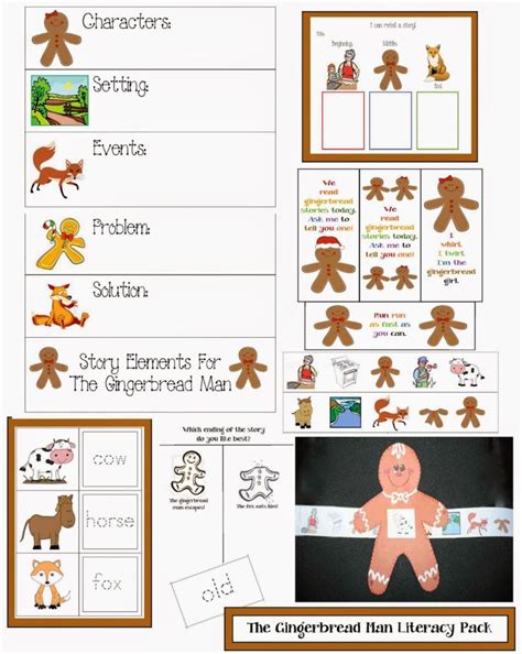 printable gingerbread man story characters printable