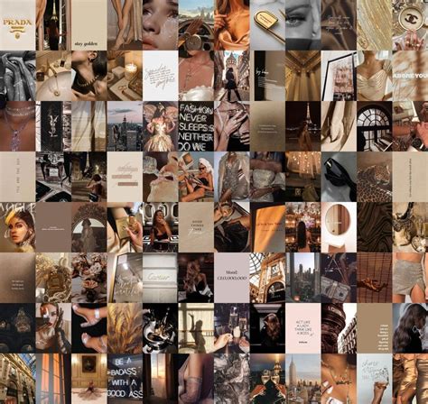 Boujee Aesthetic Fashion Wall Collage Kit Dark Brown Neutral Etsy In