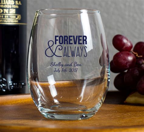 personalized  oz stemless wine glass wedding favor