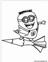 Minion Coloring Pages Fly Purple Evil Printable Rocket Print Color Despicable Space Book Getcolorings Clipart Clip Library sketch template