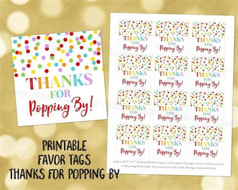 printable   popping  favor tags rainbow confetti  baby