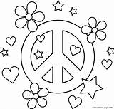 Coloring Heart Peace Pages Signs Stars Printable sketch template