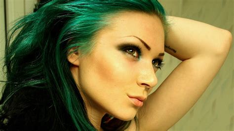 download wallpaper 1920x1080 girl green hair piercing
