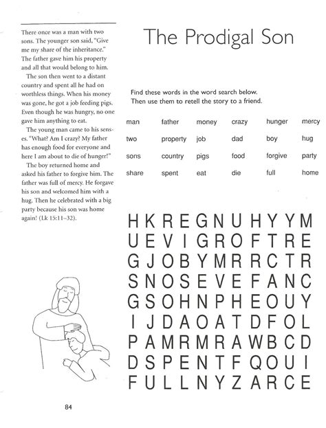 prodigal son worksheets  puzzles  grade catechist resources