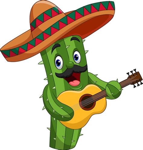 Persona Mexicana Animada Dibujo Animados De Cactus Con Sombrero My