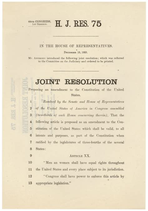 Unratified Amendments The Equal Rights Amendment Pieces Of History