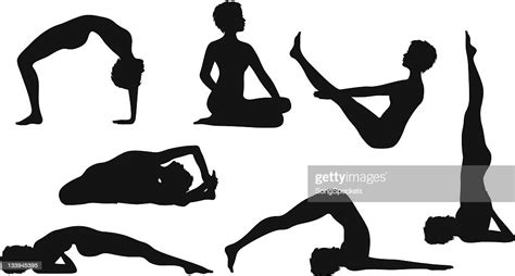 silhouette yoga poses  women high res vector graphic getty images