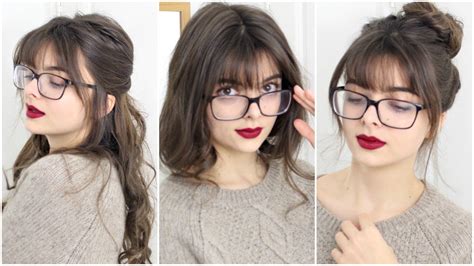 Super Easy And Cute Hairstyles For Bangs Glasses Youtube