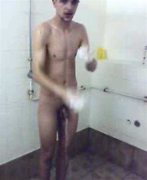 guy caught naked in shower