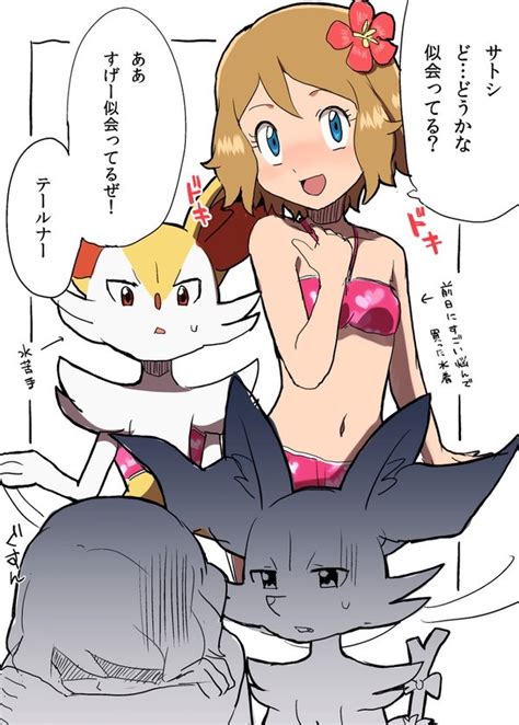 serena and braixen pokemon and 2 more drawn by natsunagi