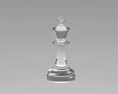 glass chess piece king  cad model library grabcad