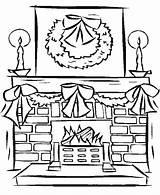 Fireplace Christmas Coloring sketch template