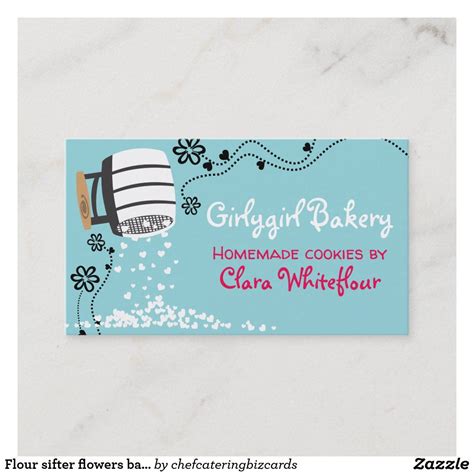 flour sifter flowers bakery baking business card zazzlecom baking