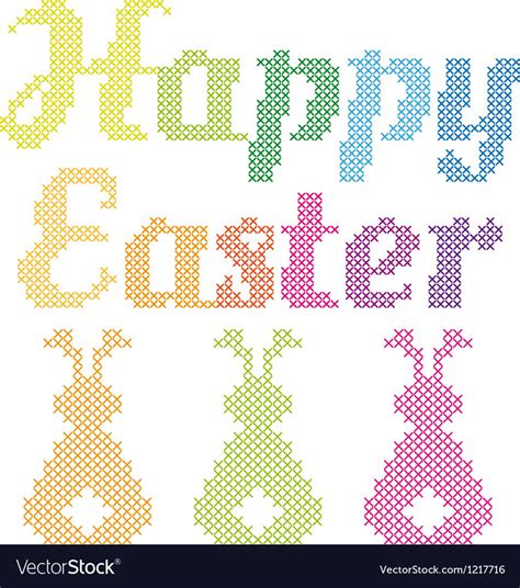 happy easter cross stitch pattern royalty  vector image