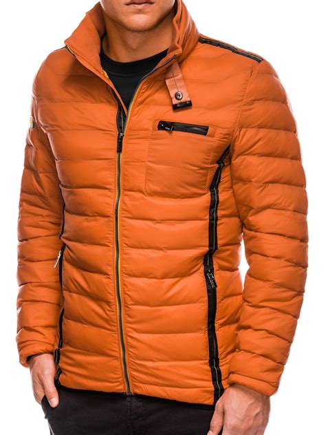 mens mid season quilted jacket  orange modone wholesale clothing  men